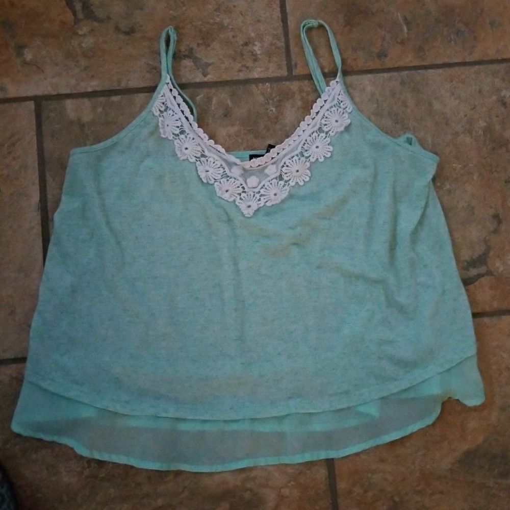 Mint green crop tank top